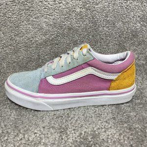 Vans Spring Colors Blue Pink Yellow Suede Sneakers Kids US Size 2